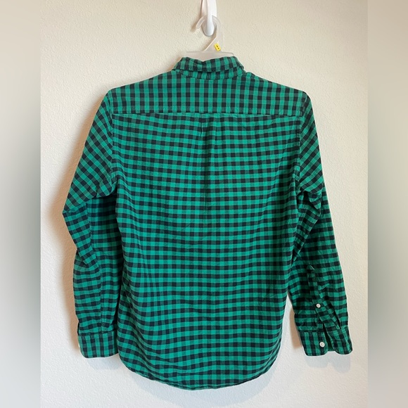 J. Crew Green and Black Oxford Button Down SZ M - Picture 2 of 5